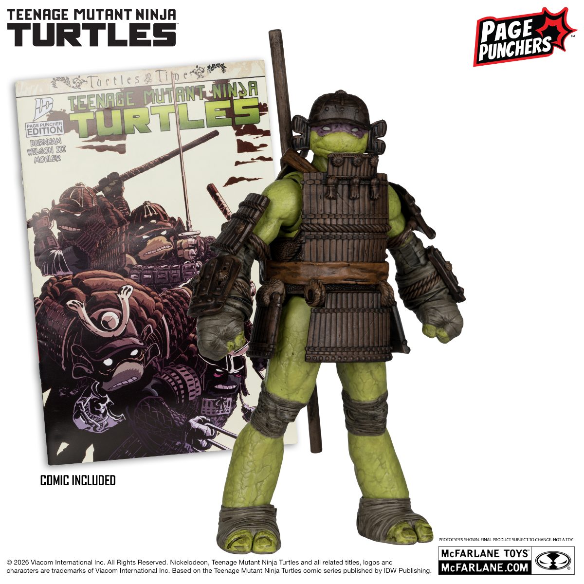 Mcfarlane Teenage Mutant Ninja Turltes Page Punchers Turtles in Time Dontallo Figure w/Comic