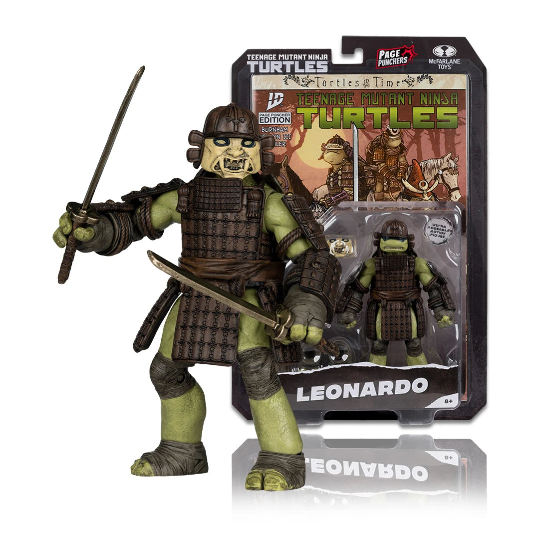 Mcfarlane Teenage Mutant Ninja Turltes Page Punchers Turtles in Time Leonardo Figure w/Comic